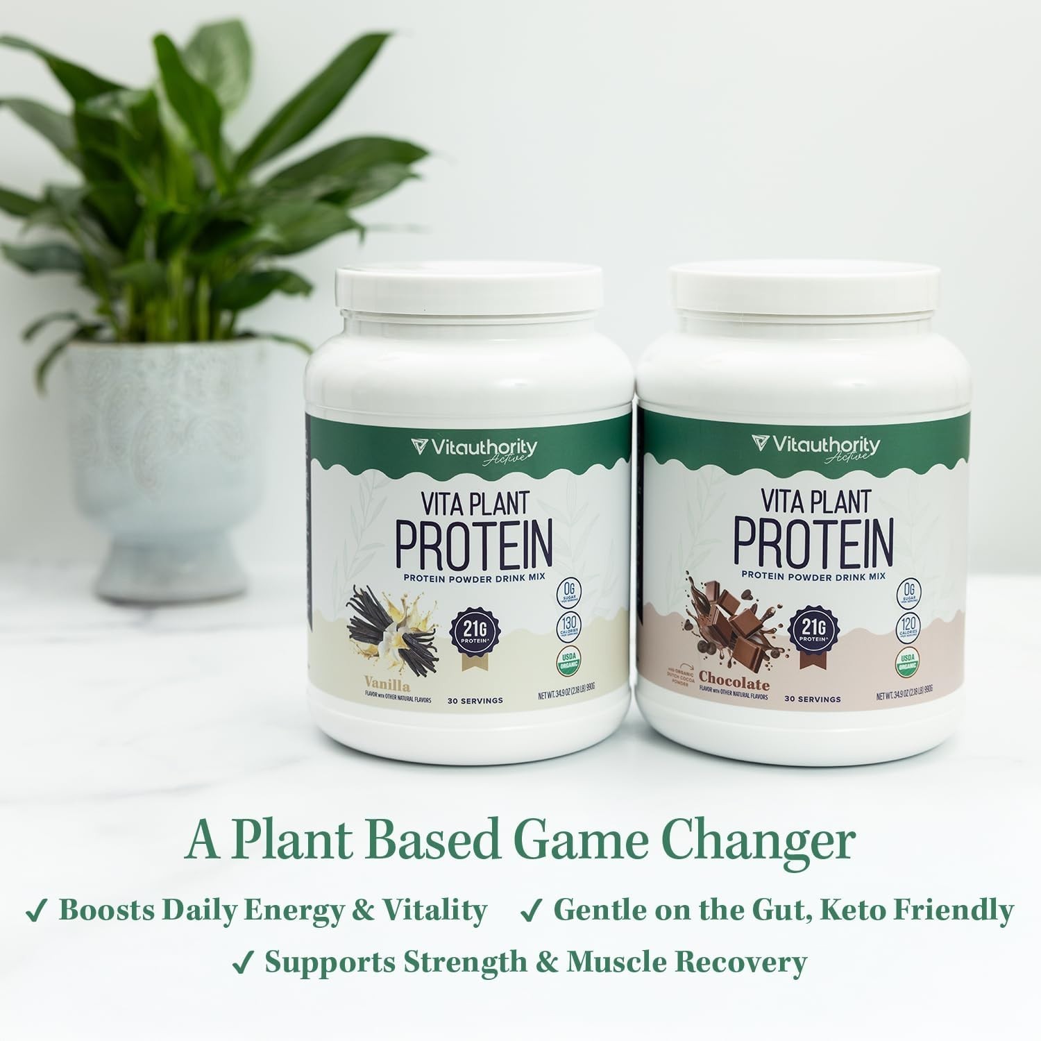 2 lbs Organic Plant Based Vegan Protein Powder for Women with BCAAs Vanilla