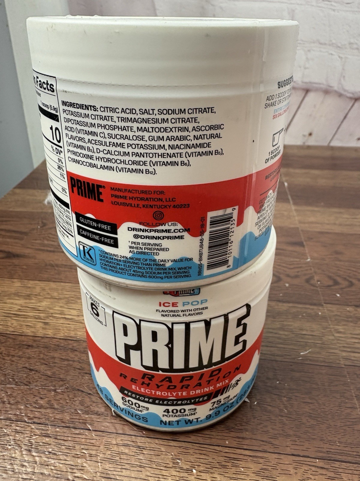 Prime Rapid Rehydration Electrolyte Powder Ice Pop 9.9oz Exp 2/28 2 Pack!