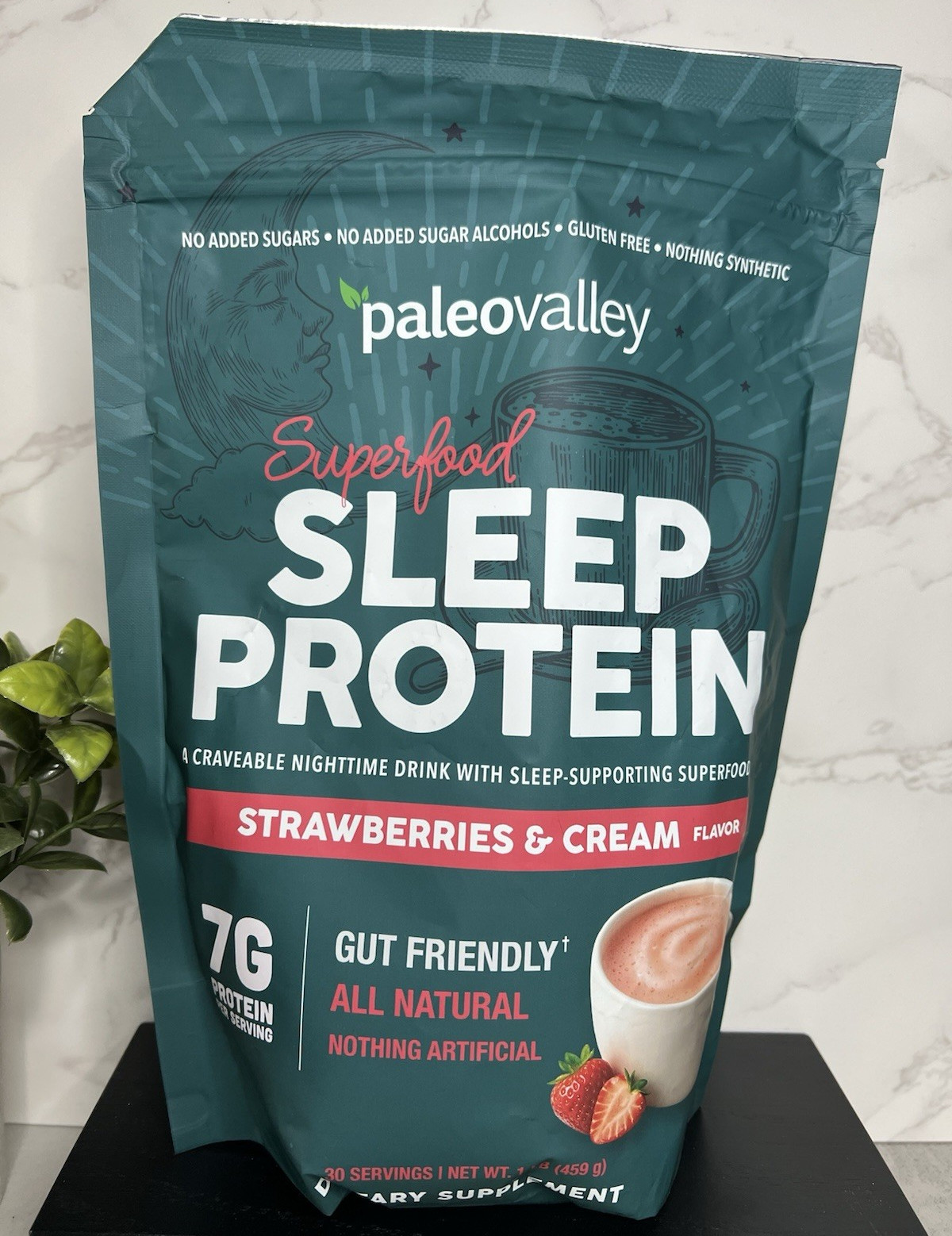 Paleovalley Superfood Sleep Protein Strawberries & Cream 1lb Exp 02/2028