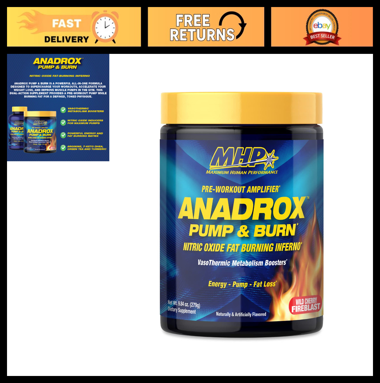 Pre-Workout Supplement – Nitric Oxide Booster, Energy & Pumps, Wild Cherry Flavo