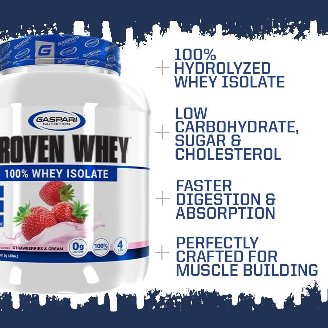 Gaspari Nutrition Proven Whey 100% Whey Isolate Protein 4LB Pick Flavor New