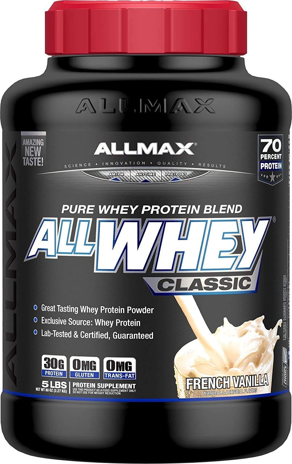 ALLMAX Classic ALLWHEY Protein Supplement Powder 5 Pound Gluten Free Kosher