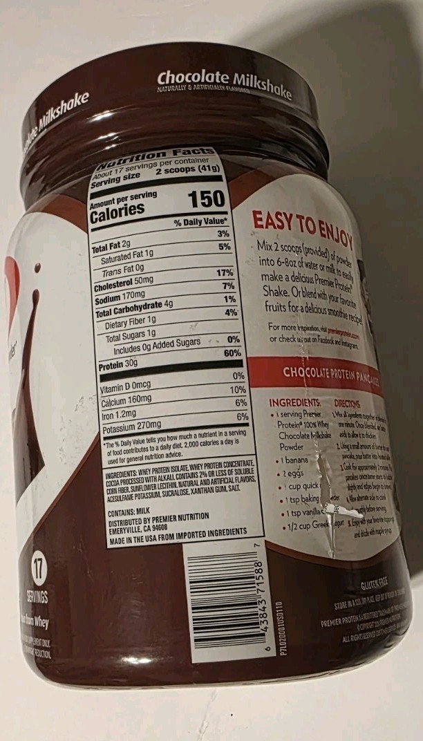 100% Whey Protein Powder, Chocolate Milkshake, 30g Protein, 24.5 oz, 1.5 lb