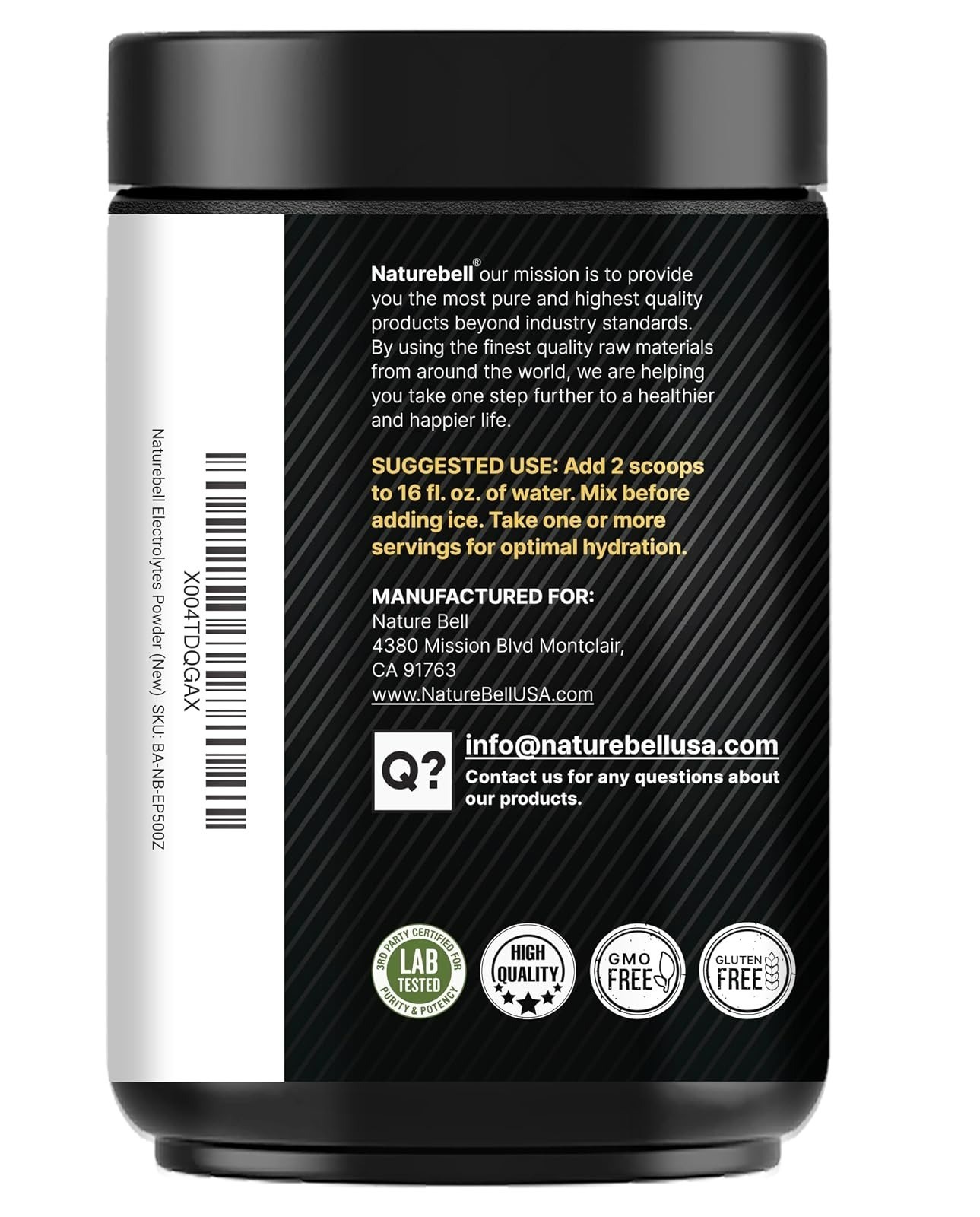 NatureBell Sport Electrolytes Powder No Sugar 500g – Tropical Pineapple Flavor
