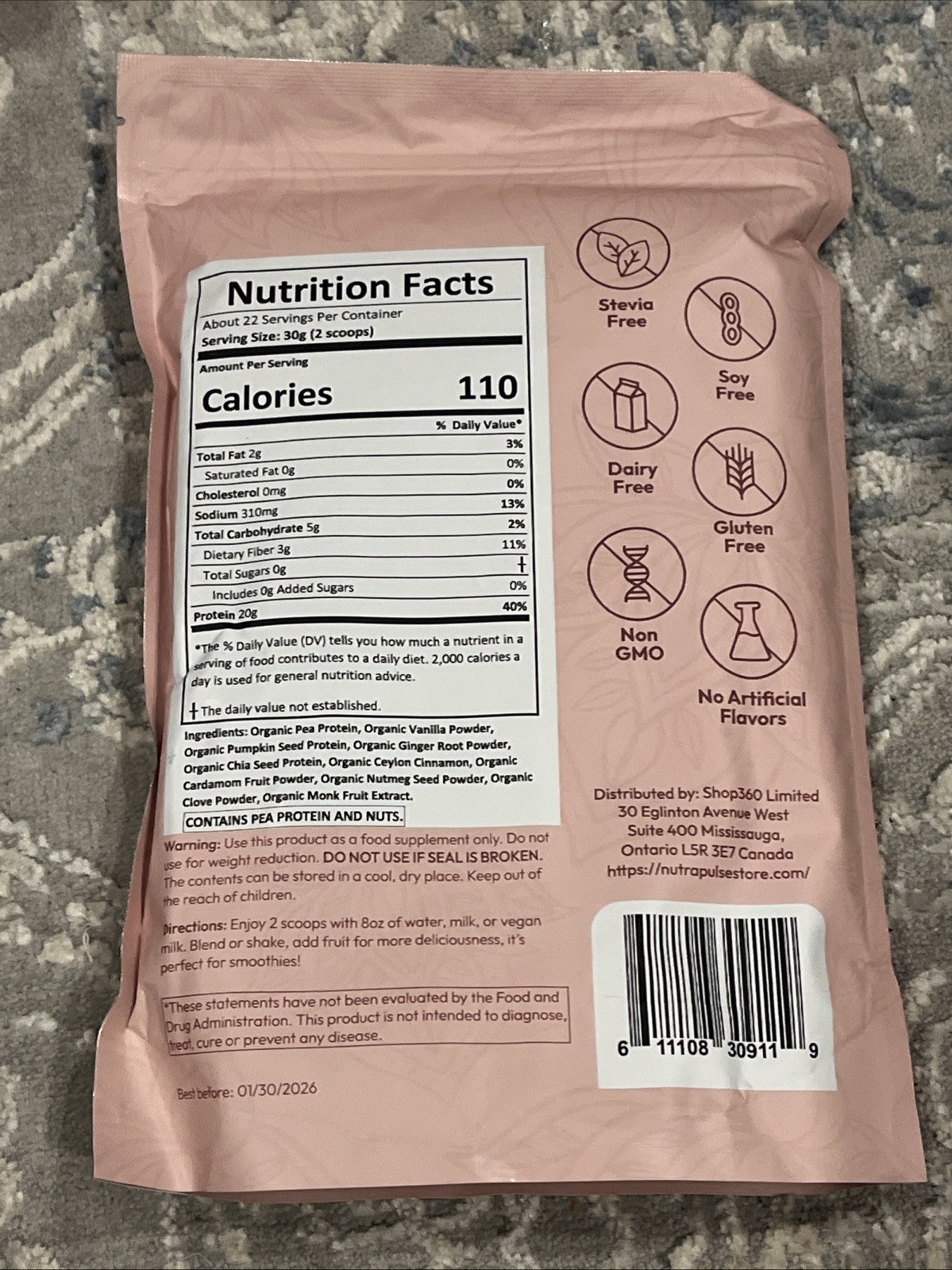 Nutra Pulse Plant Based Protein Powder Vanilla Chai. 23.7oz Exp 01/26