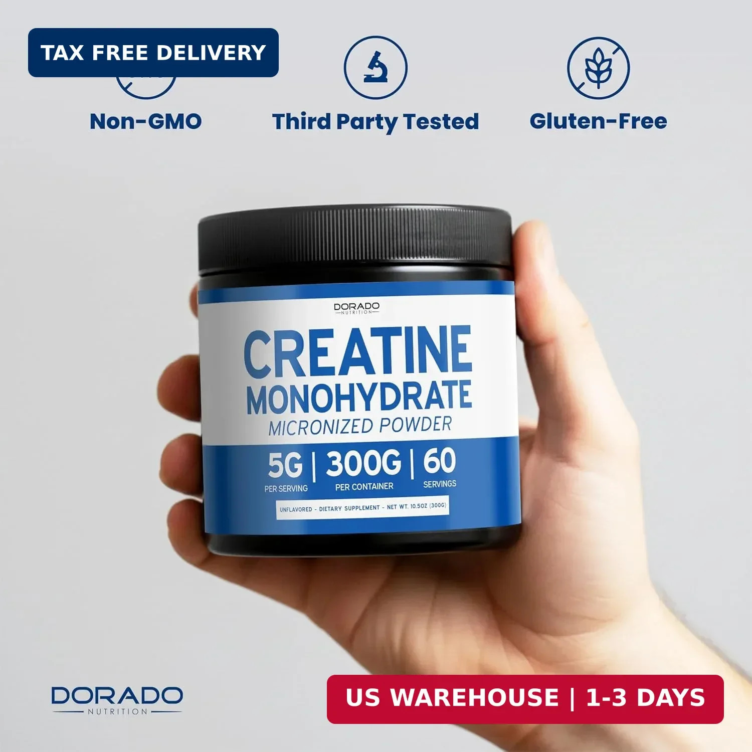 Creatine Monohydrate Powder 5G l Micronized & Unflavored l 60 Servings 5000mg