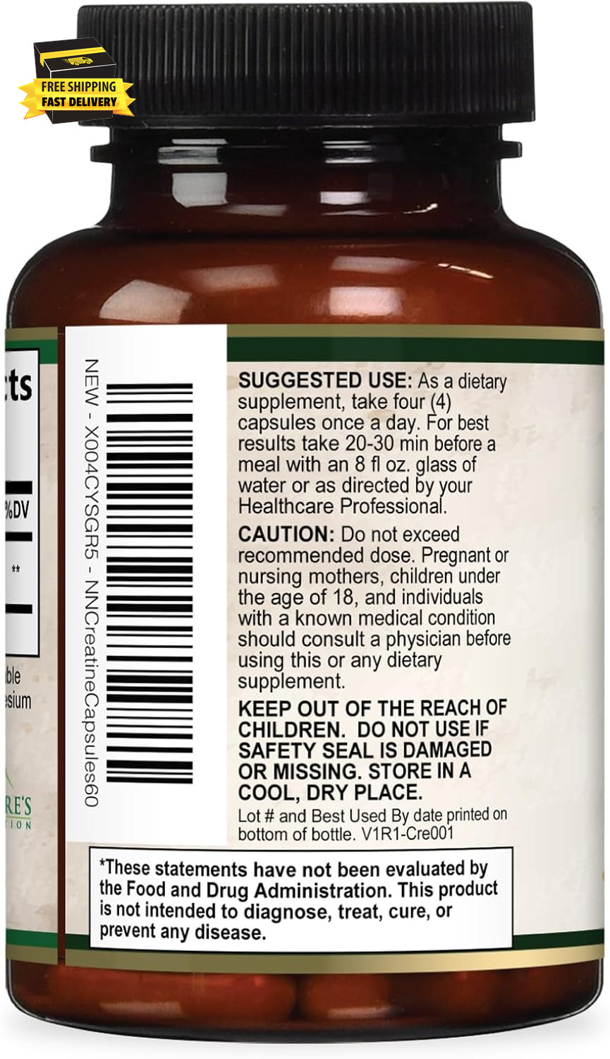 Creatine Monohydrate 3000Mg per Serving – Micronized Creatine Powder Capsules –