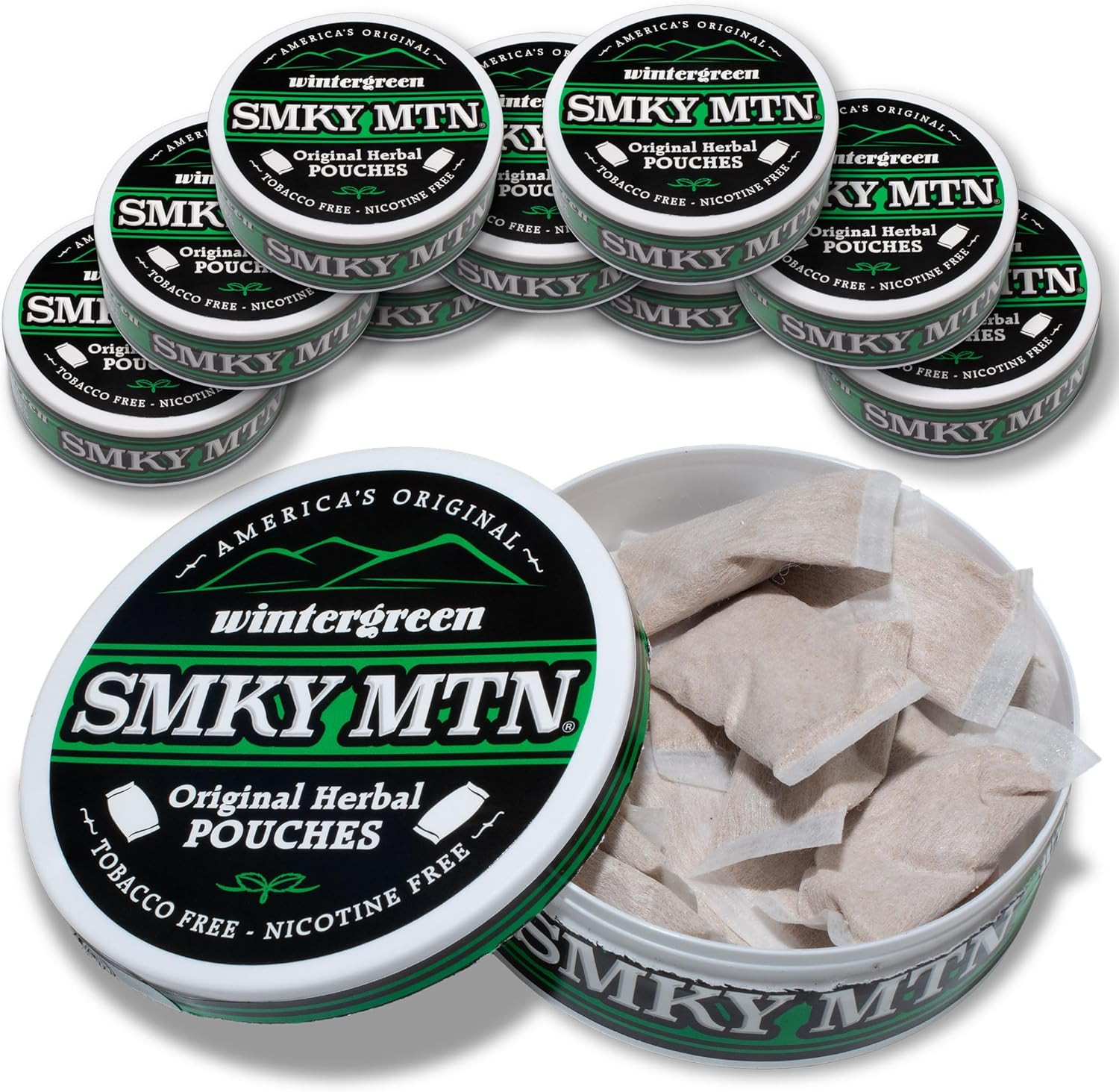 Original Herbal Pouches – Wintergreen – Tobacco Free and Nicotine Free – 10 Can