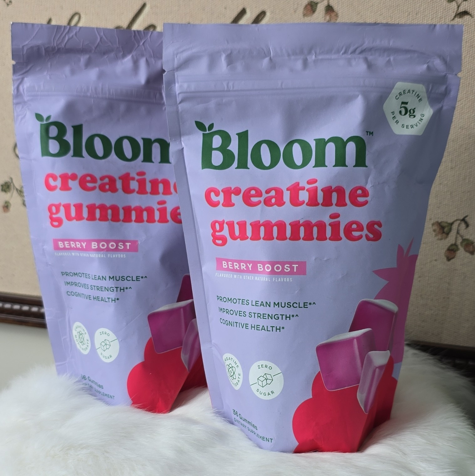 2 PACK Bloom Creatine Gummies Berry Boost Sugar-Free Vegan 36 Gummies