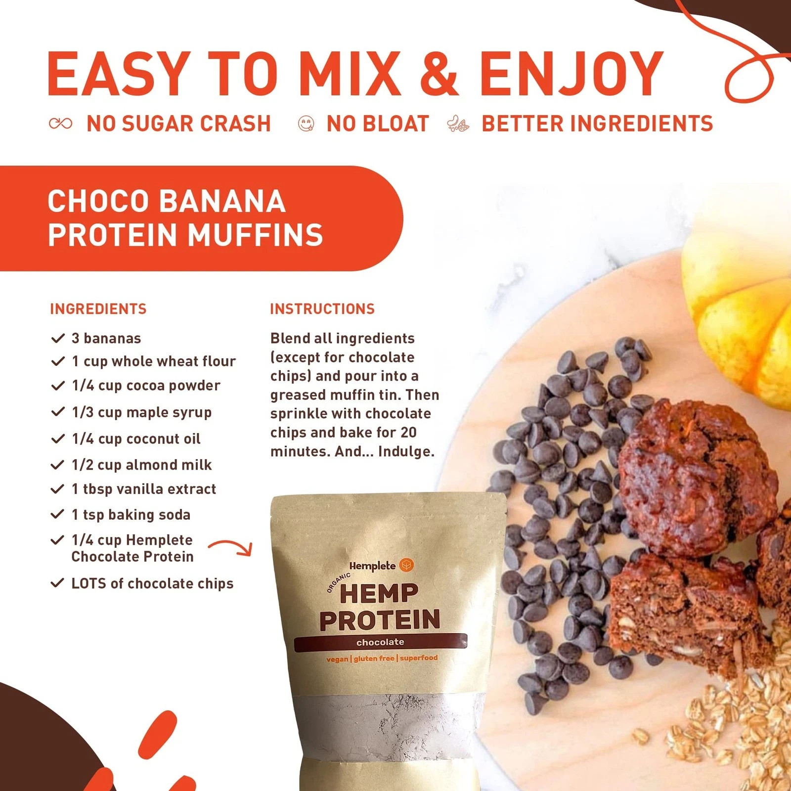 hemplete Organic Vegan Hemp Heart Protein Powder Plant-Based Chocolate Powder…