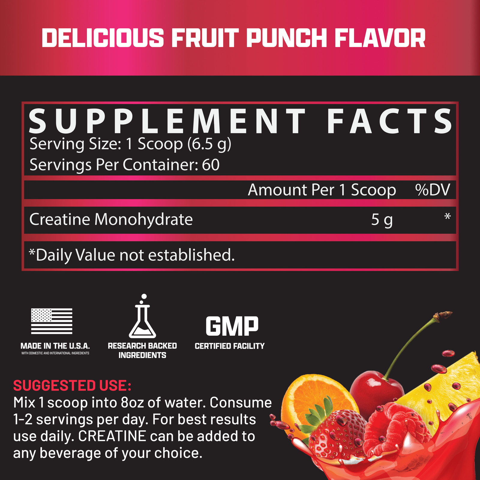 Flavored Creatine Powder- 5G Creatine, Mixes Easily – Supports Energy, Muscle Gr
