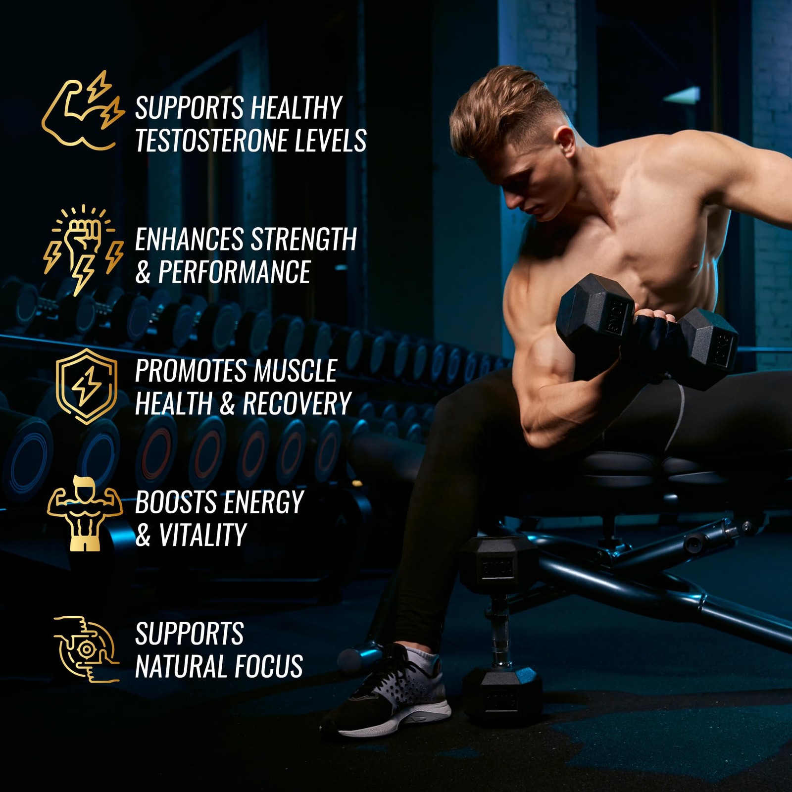 Testosterone Booster Supplement for Men – Natural 120 Count (Pack of 1)