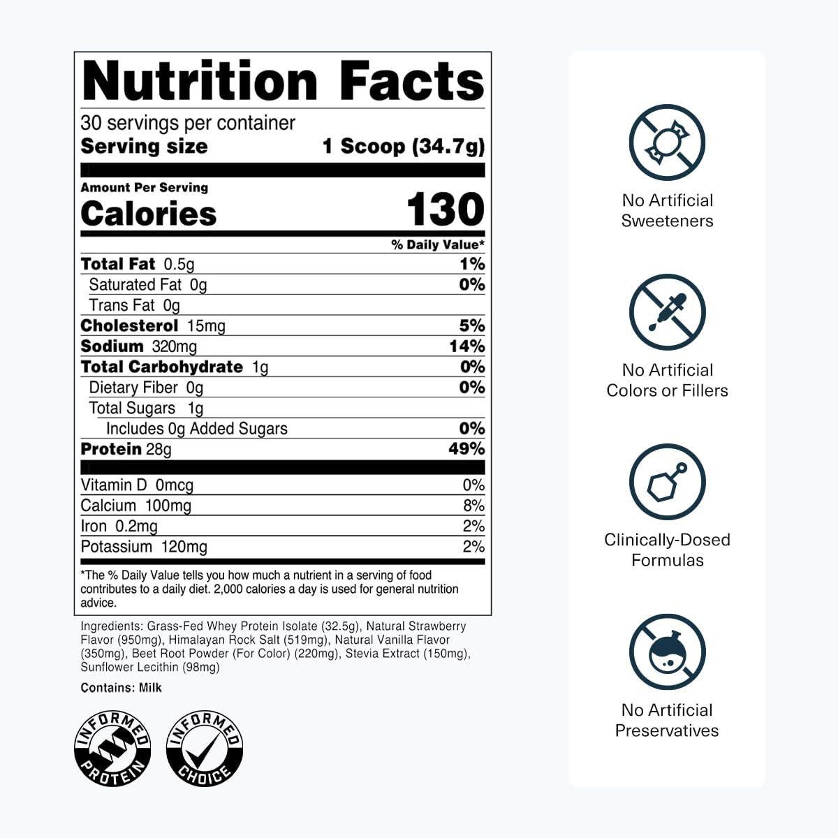 Transparent Labs Grass-Fed Whey Protein Isolate – Natural Flavor, Gluten Free Gr