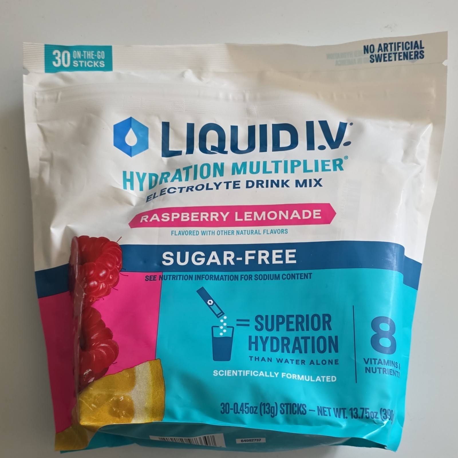 Liquid I.V. Sugar-Free Electrolyte Drink Mix Raspberry Lemonade 30 Sticks