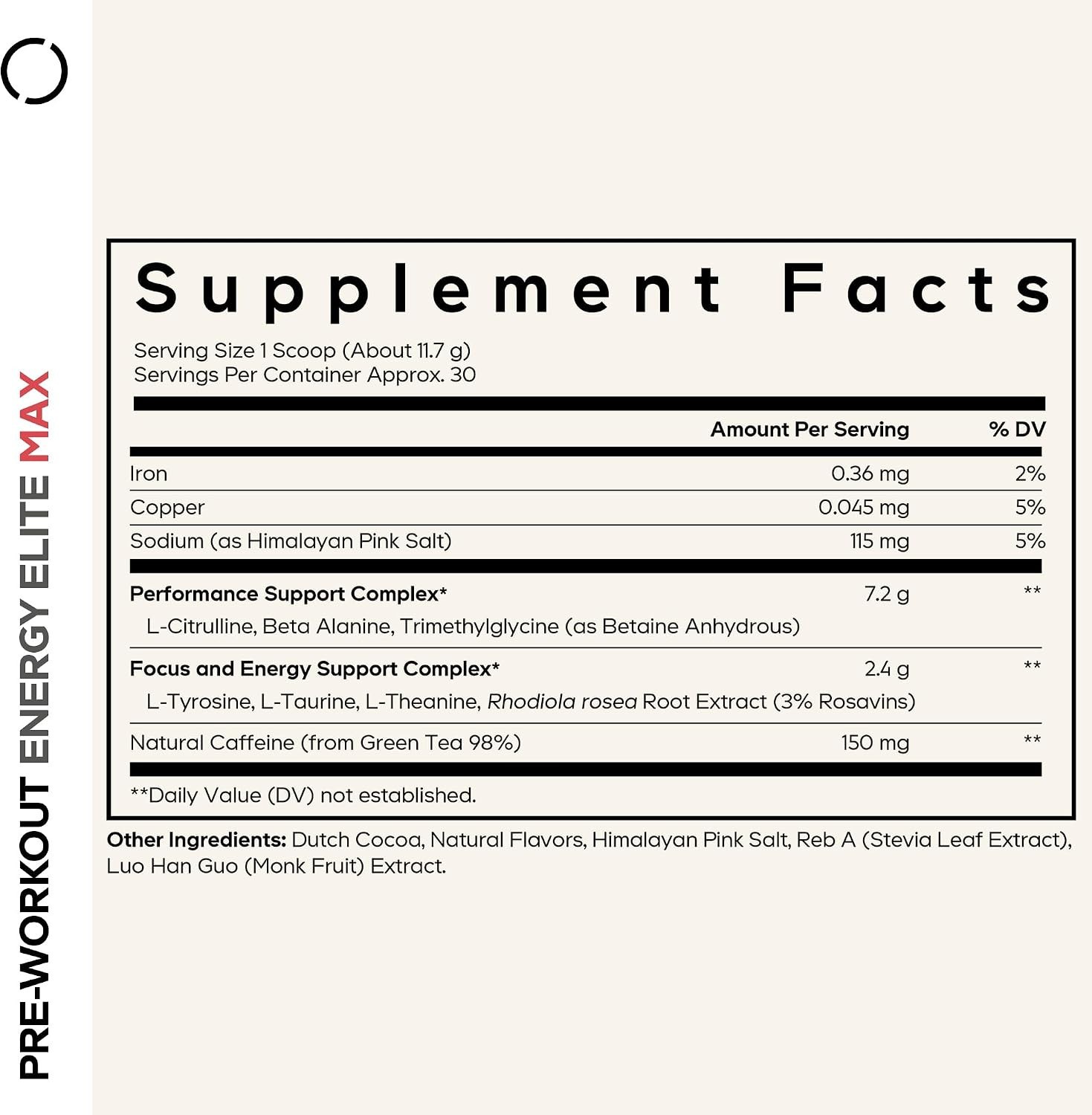 Codeage Pre-Workout, Citrulline, Beta-Alanine, Rhodiola, Chocolate, 12 oz