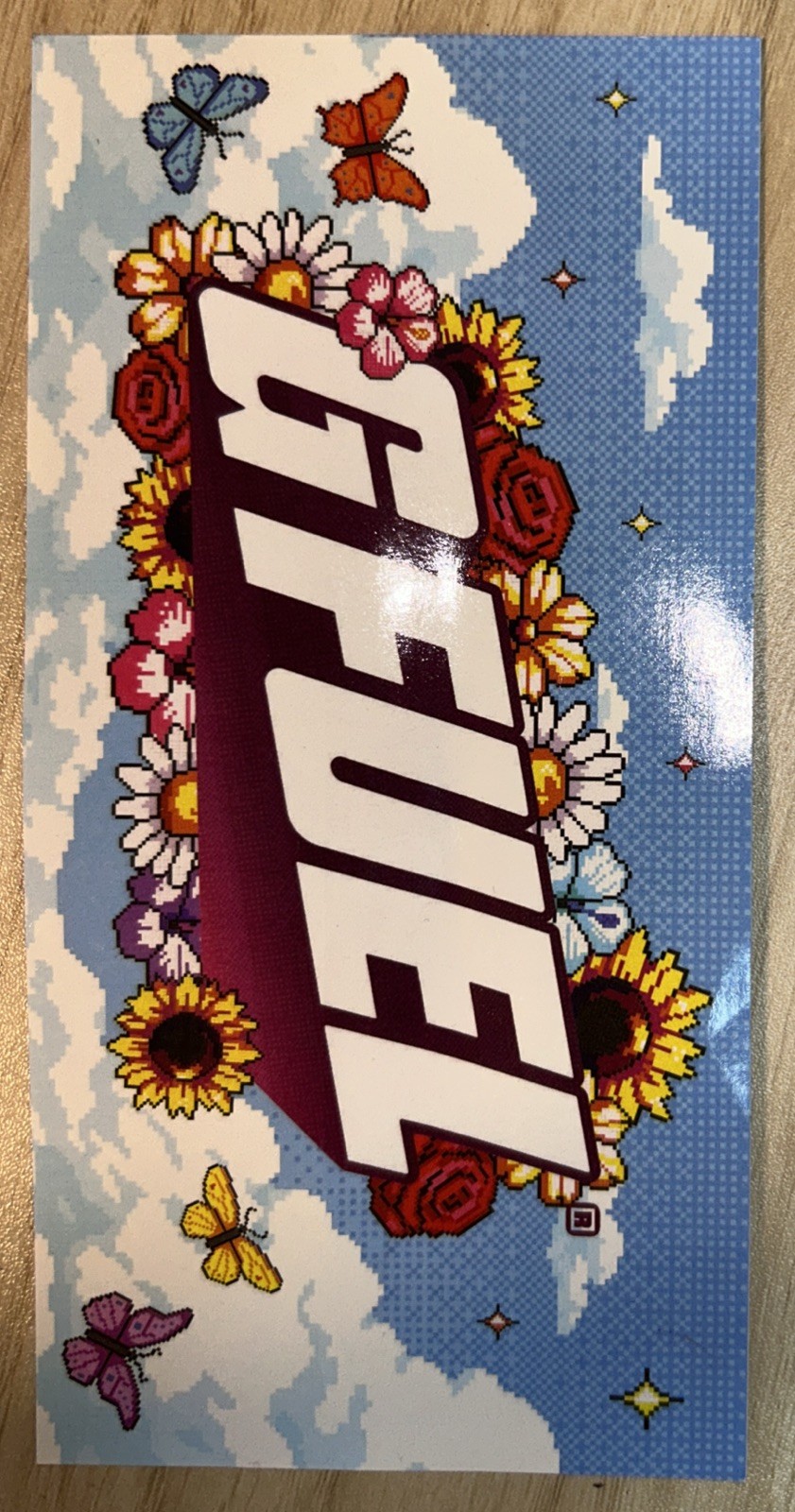Gamma Labs GFuel Summer Sky Flowers Pixel Art Sticker Decal (6 x 3)