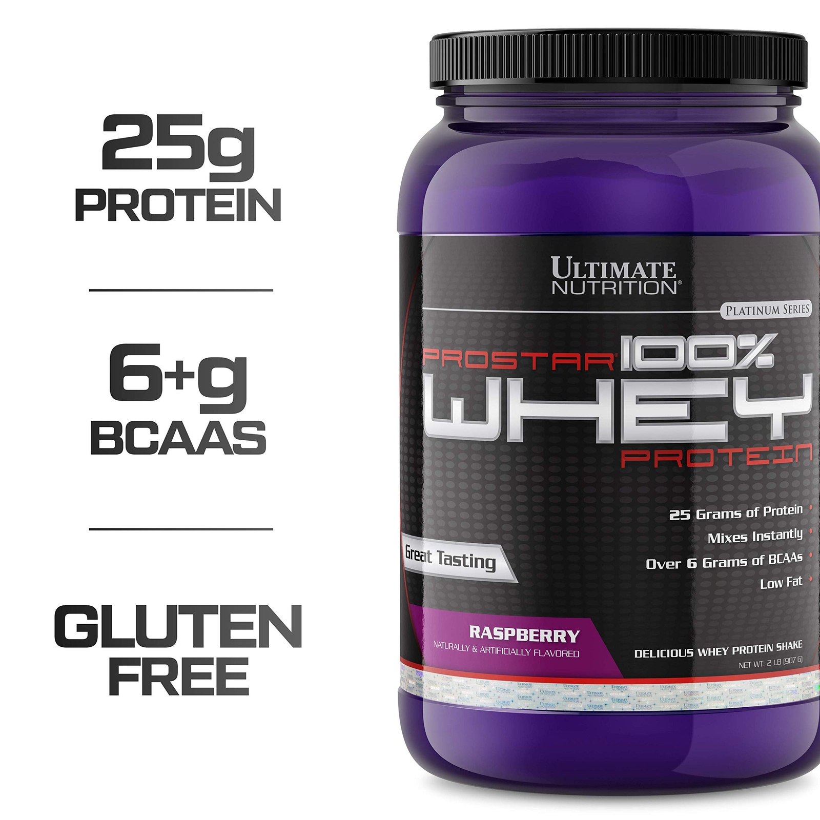 Prostar Whey Protein Powder 25 gm of Protein – 30 Servings, Raspberry, 2 lbs