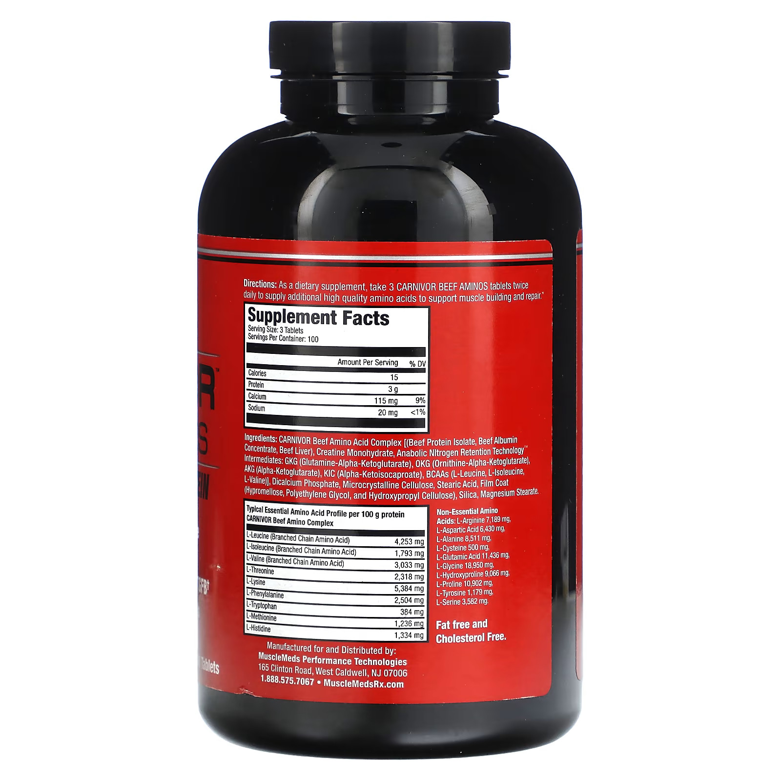 2 X MuscleMeds, Carnivor Beef Aminos, 100% Pure Beef Protein, 300 Tablets