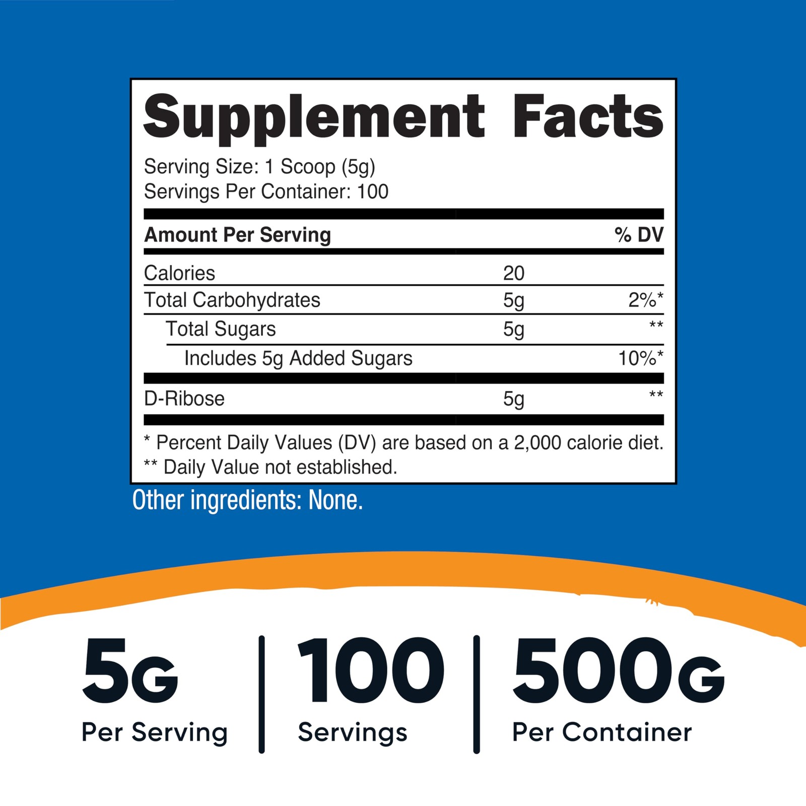 Nutricost D-Ribose Powder 500 Grams – 1.1 Pound (Pack of 1), Multicolor