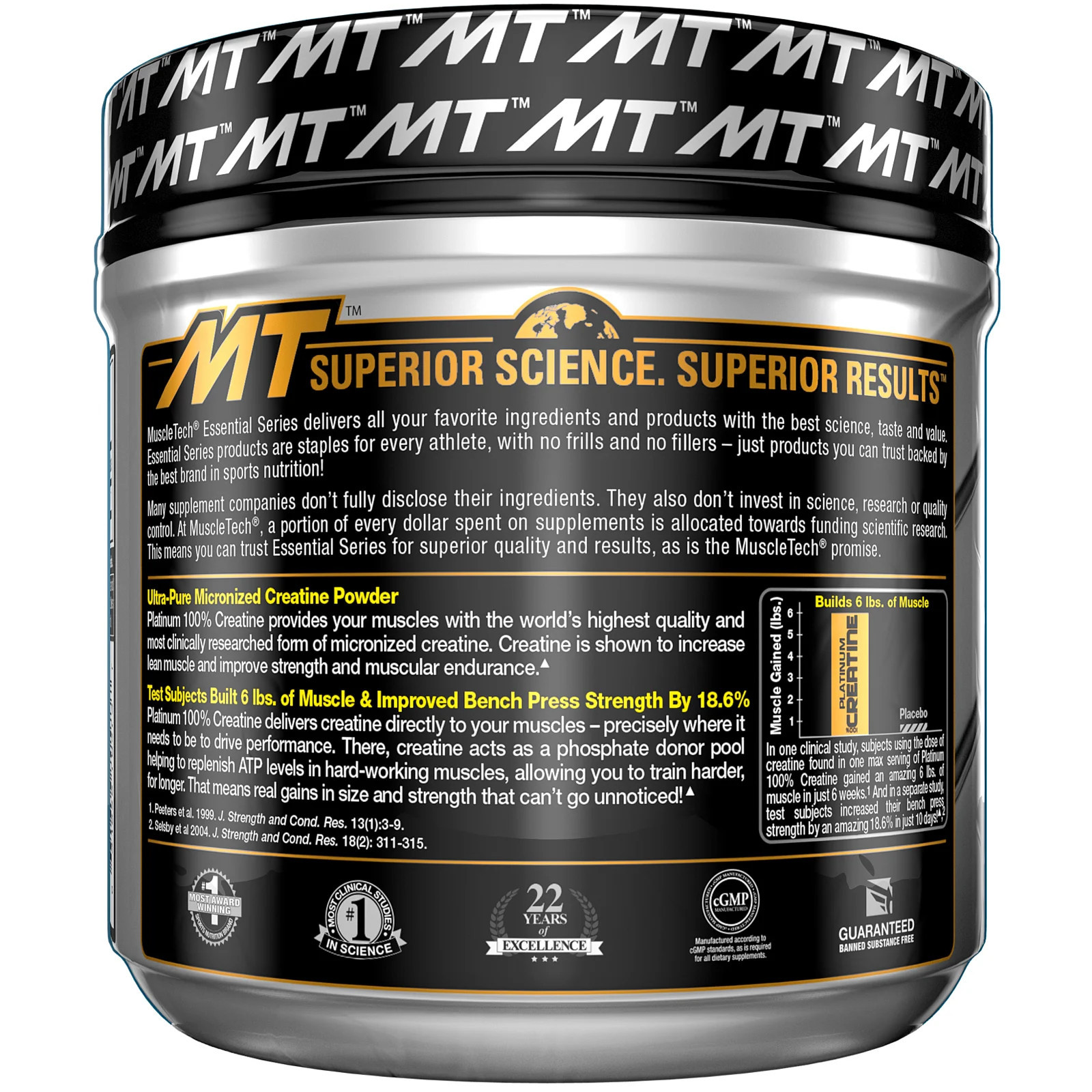 Muscletech, Essential Series, Platinum 100% Creatine, Unflavored, 14.11 Oz