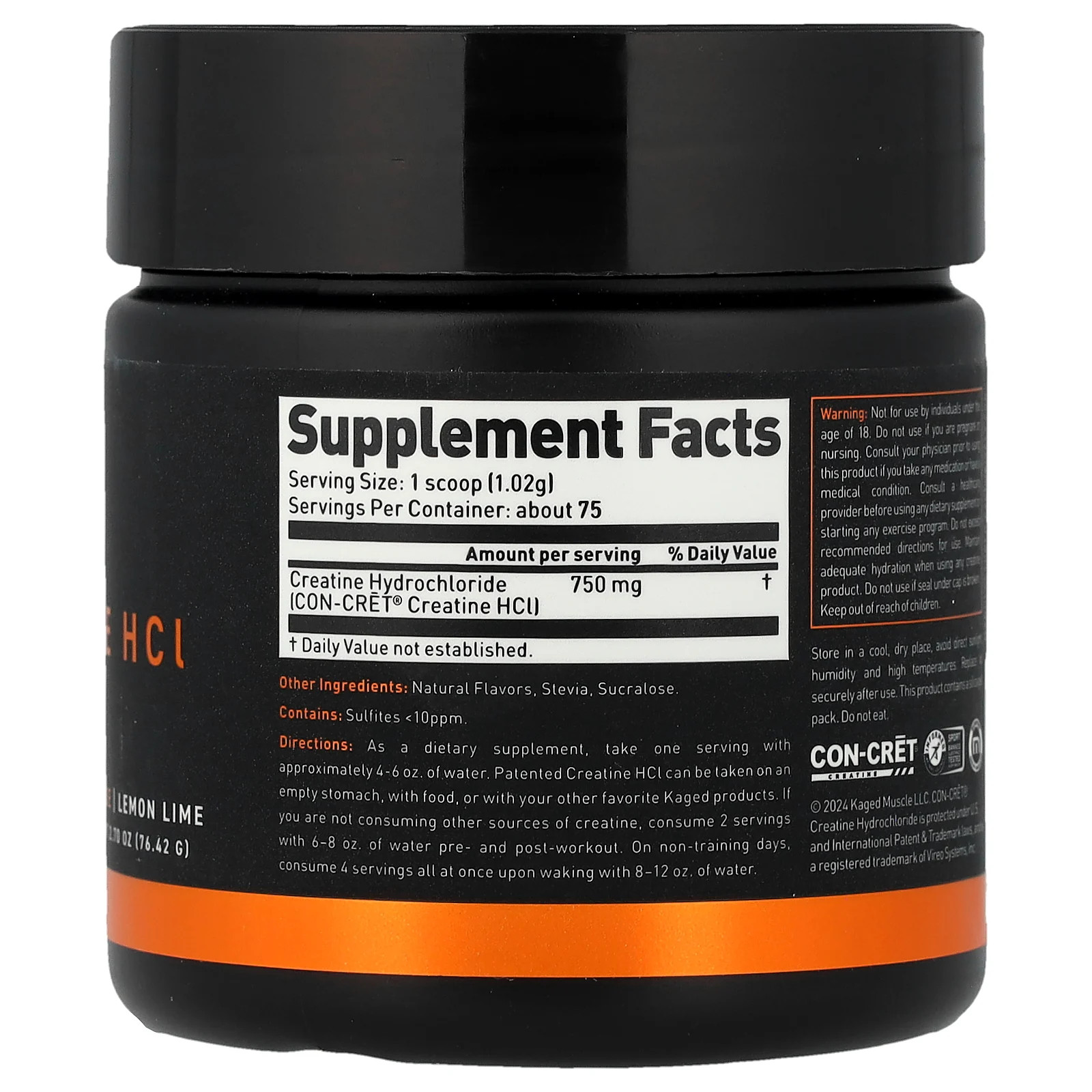 Creatine HCl, Lemon Lime, 2.7 oz (76.42 g)