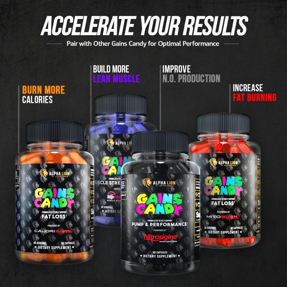 ALPHA LION Gains Candy, Supplement Pills that Support Weight Loss, Muscle Bui…