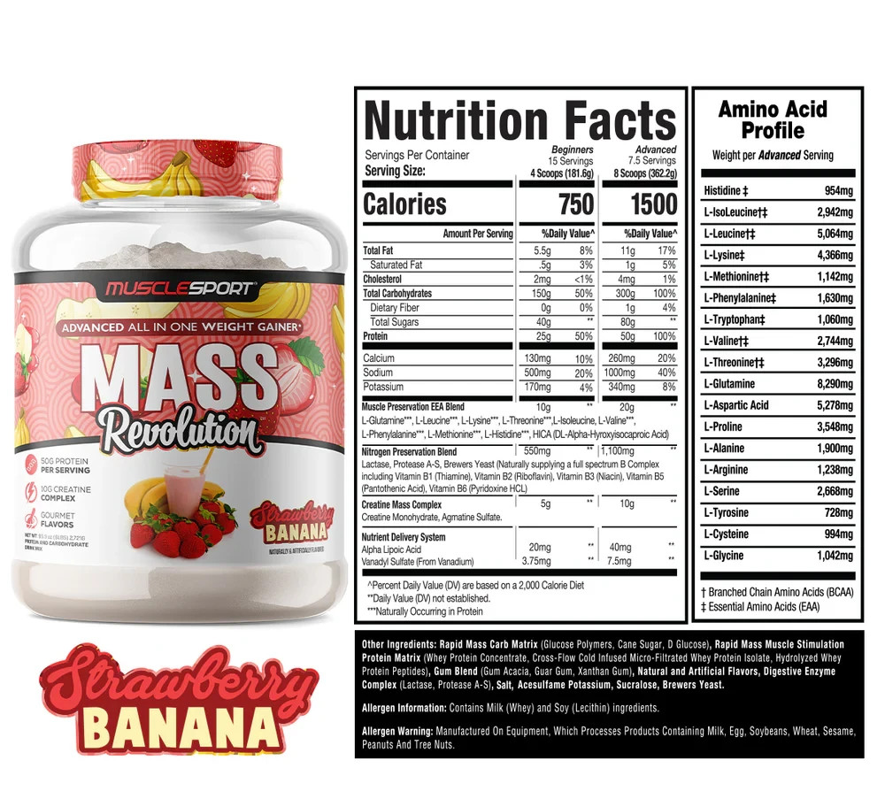 MUSCLESPORT MASS REVOLUTION STRAWBERRY BANANA 5 lbs (2,275 g)