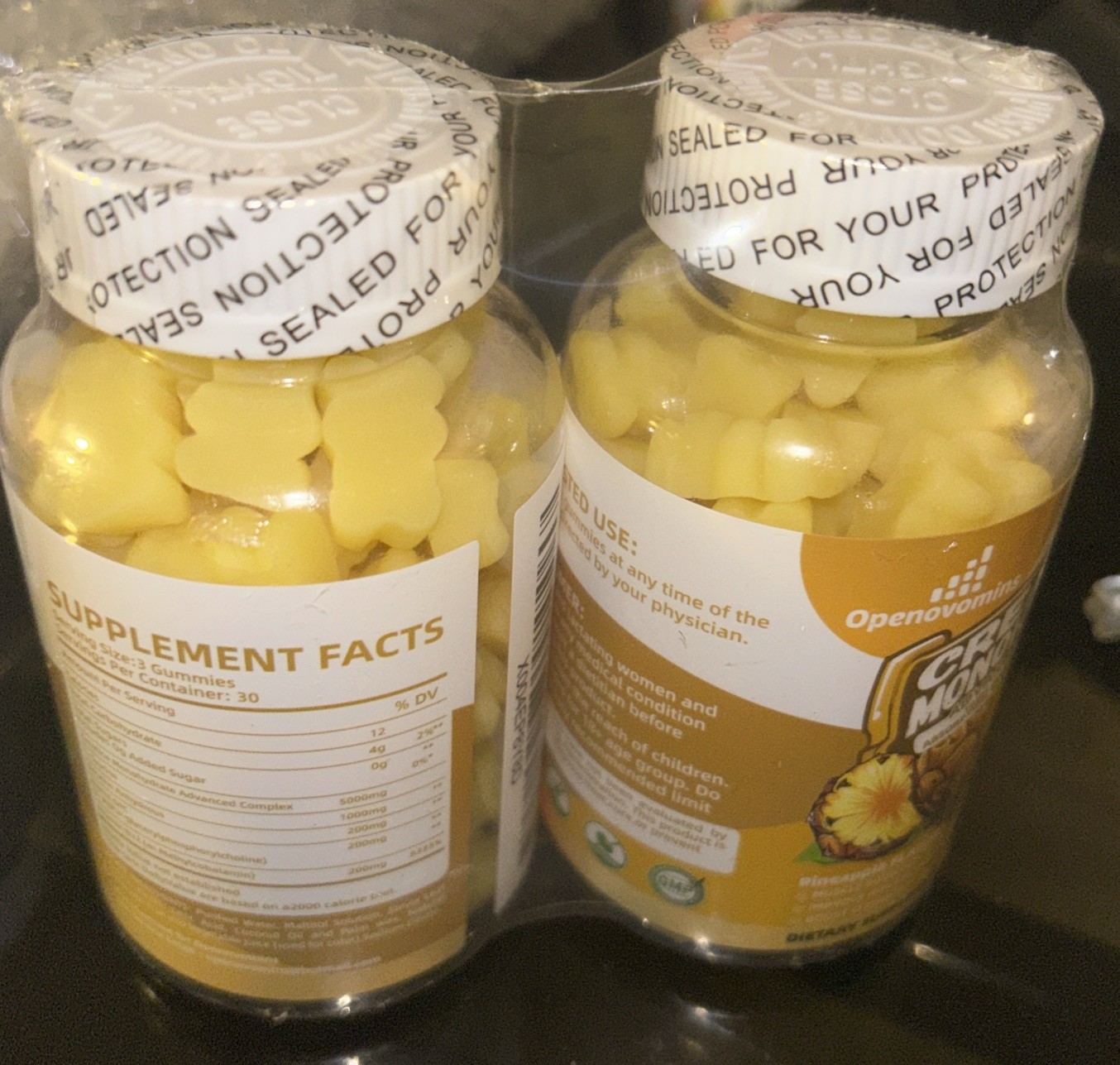 Creatine Monohydrate Gummies, Pineapple Flavor, Energy Muscle Support 2 Pack