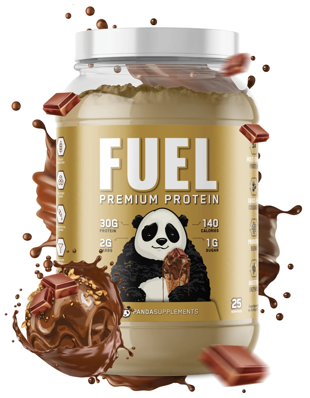 Panda Supps Fuel Premium Whey Casein Collagen Protein Blend 25 Serving 5 Flavors