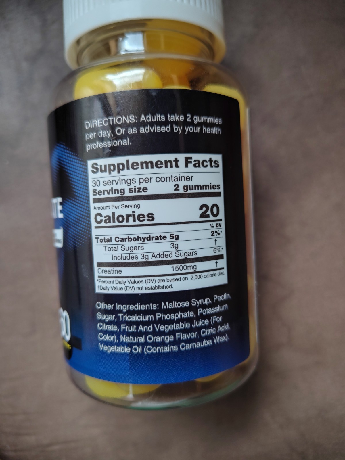 Creatine Monohydrate Gummies 60 Count Bottle
