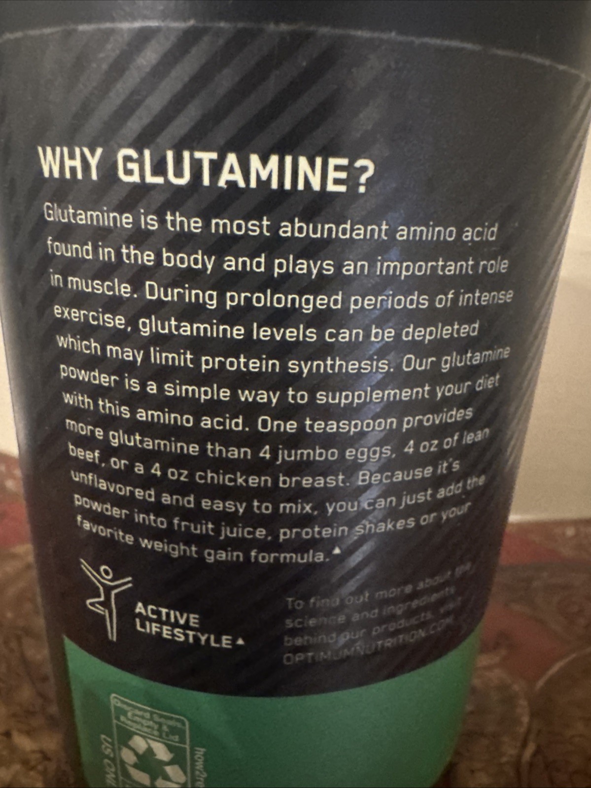 ON Nutrition Glutamine Powder, Unflavored, 10.58 oz (300 g)