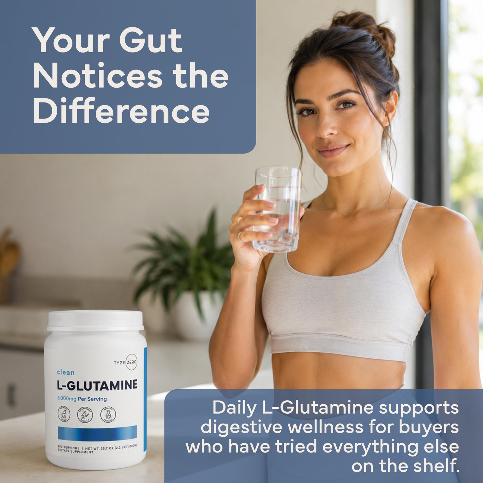 5X Strength L Glutamine Powder (5000mg | 1KG) 6-Month Supply Pure L-Glutamine Su
