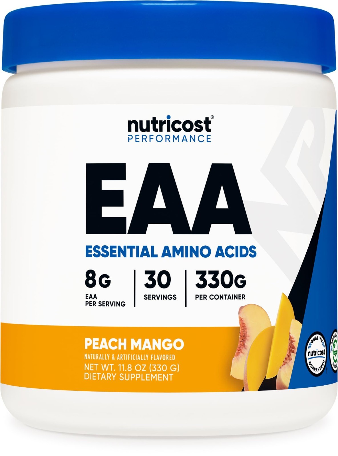 Essential Amino Acids EAA Powder – Peach Mango Flavor, 30 Servings, Non-GMO, Glu