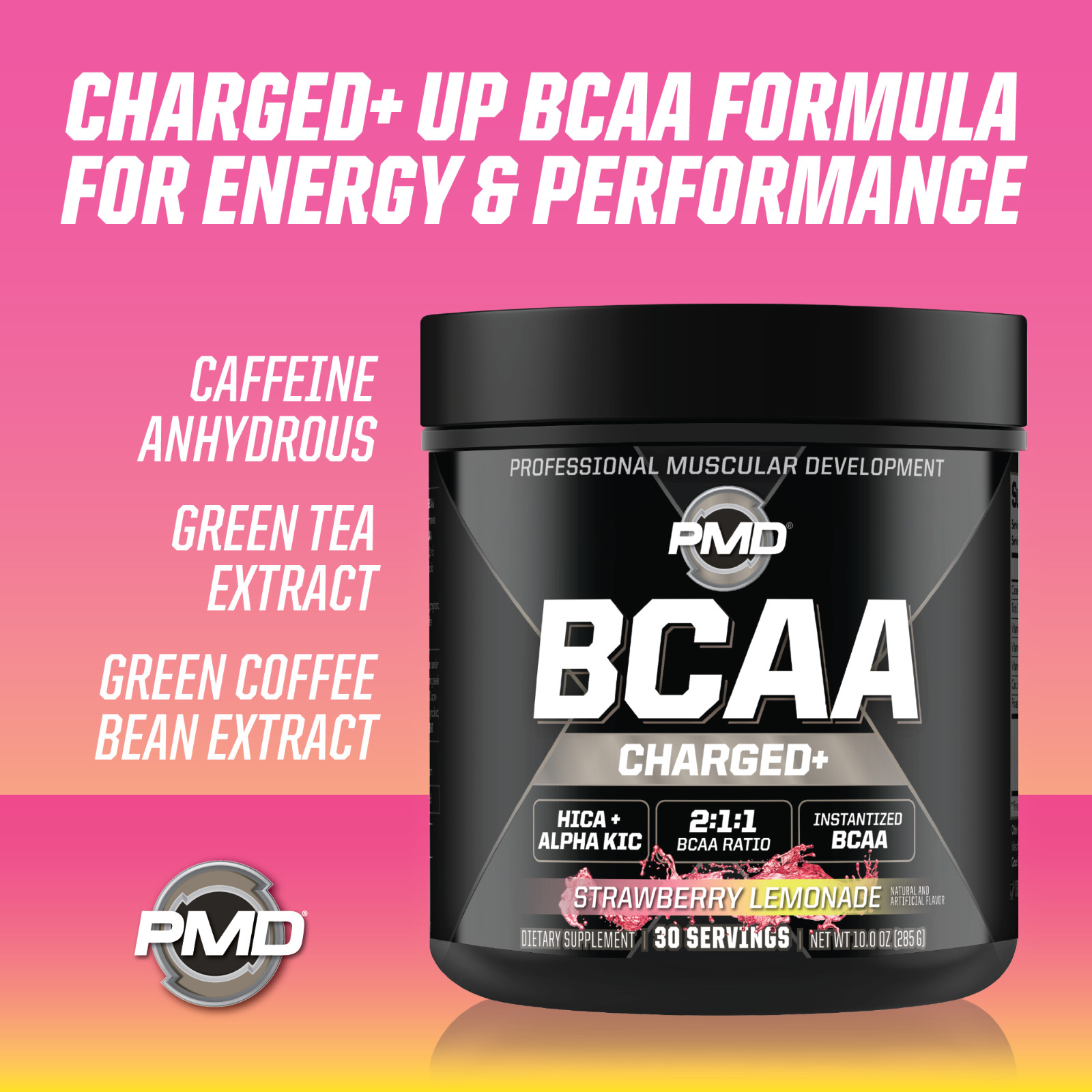 BCAA Charged Amino Acid Drink- Performance – Recovery- Straw-Lemonade (30 Serve)
