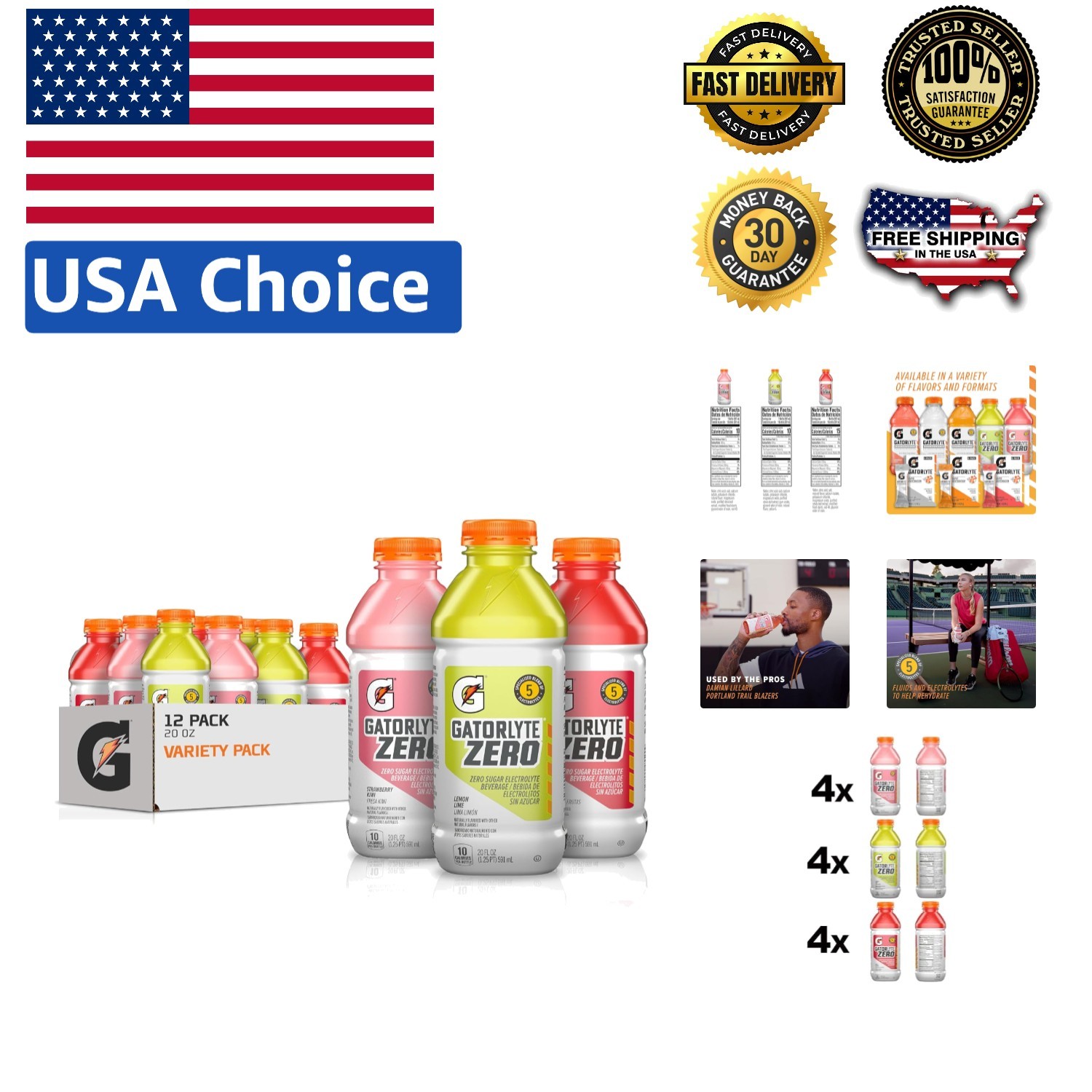Hydrate Naturally: Gatorlyte Zero Electrolyte 12 Pack – Zero Sugar & Flavors