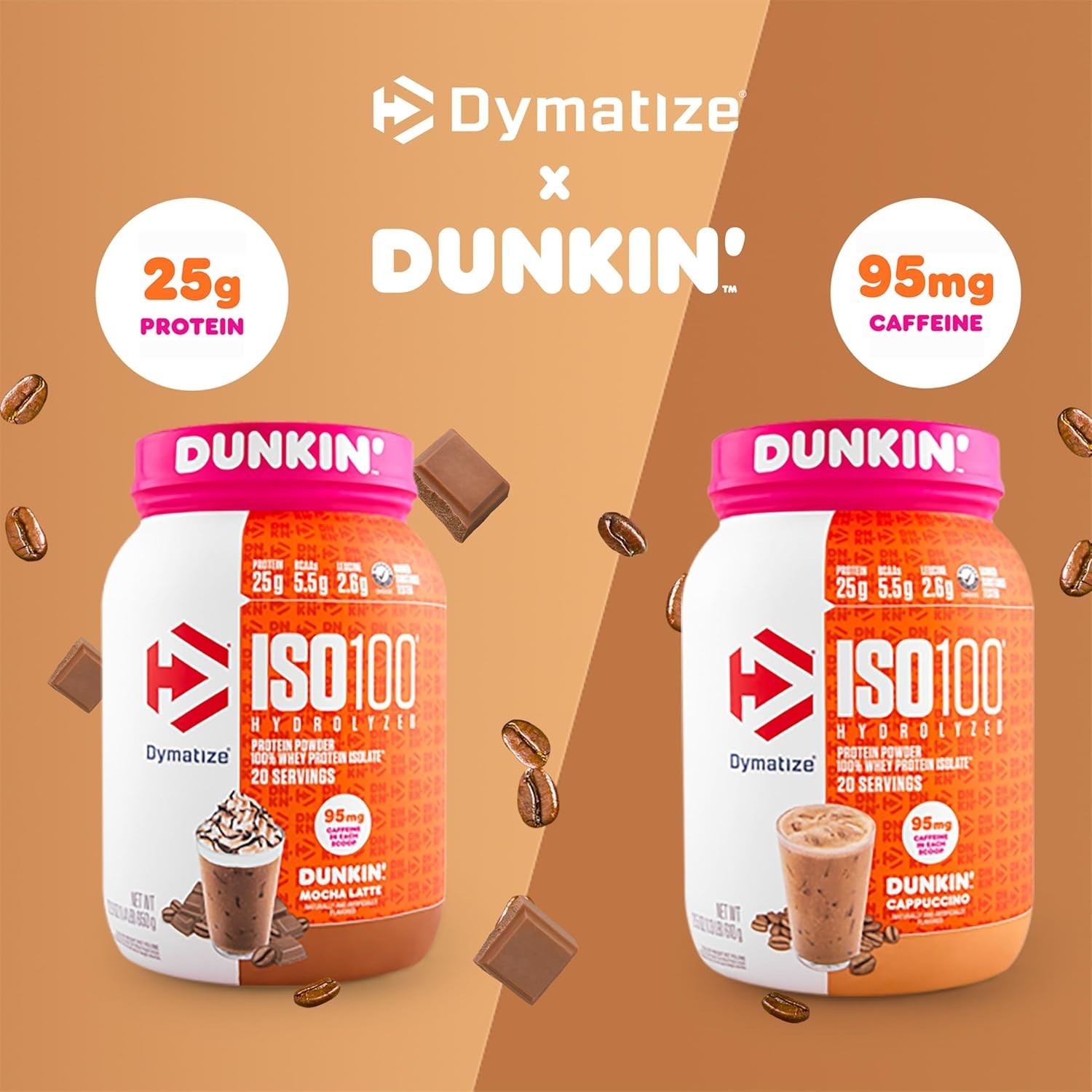 Dymatize x Dunkin’ Cappuccino ISO100 Whey Protein Powder (20 Servings)