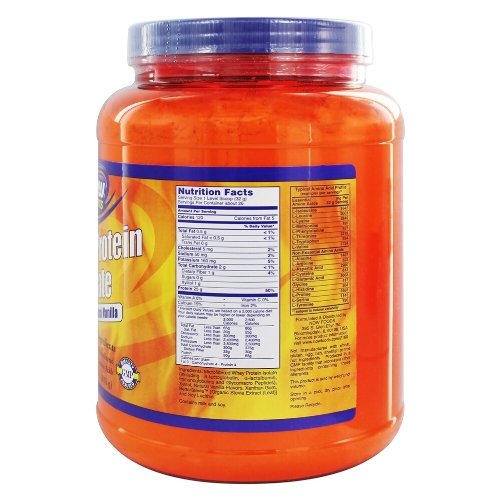NOW Foods Whey Protein Isolate Vanilla, 1.8 lbs.