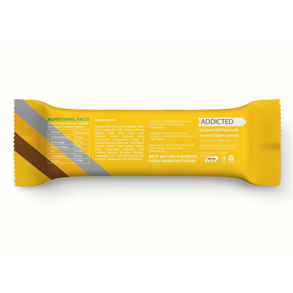 Fitspire Banana Walnut Energy Bar | 21g Protein With Premium Advanced Whey Blend