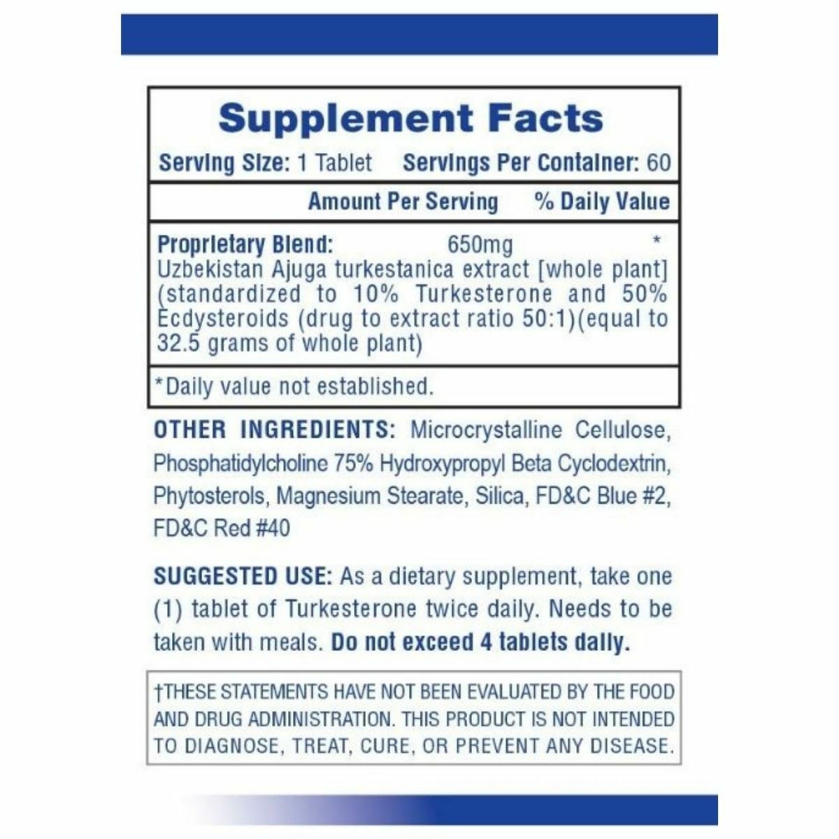 Hi-Tech Pharmaceuticals Turkesterone 650mg Cyclosome Delivery 60 Tablets New
