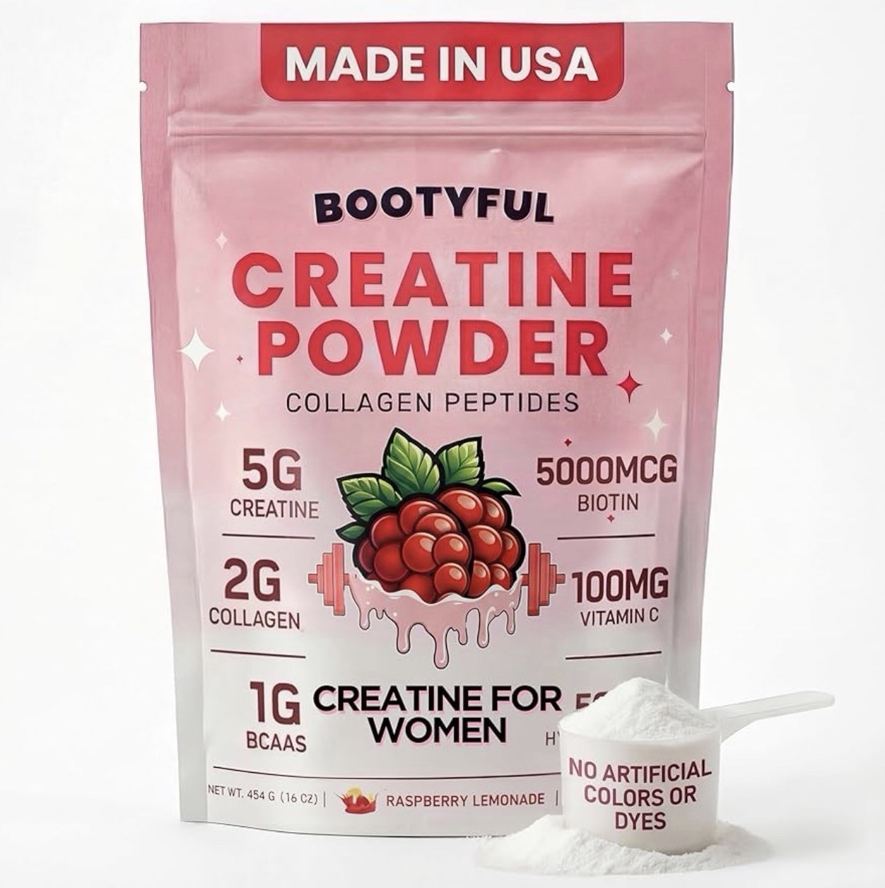 Creatine for Women – Booty Builder Supplement with Collagen & BCAA – Supports Gl