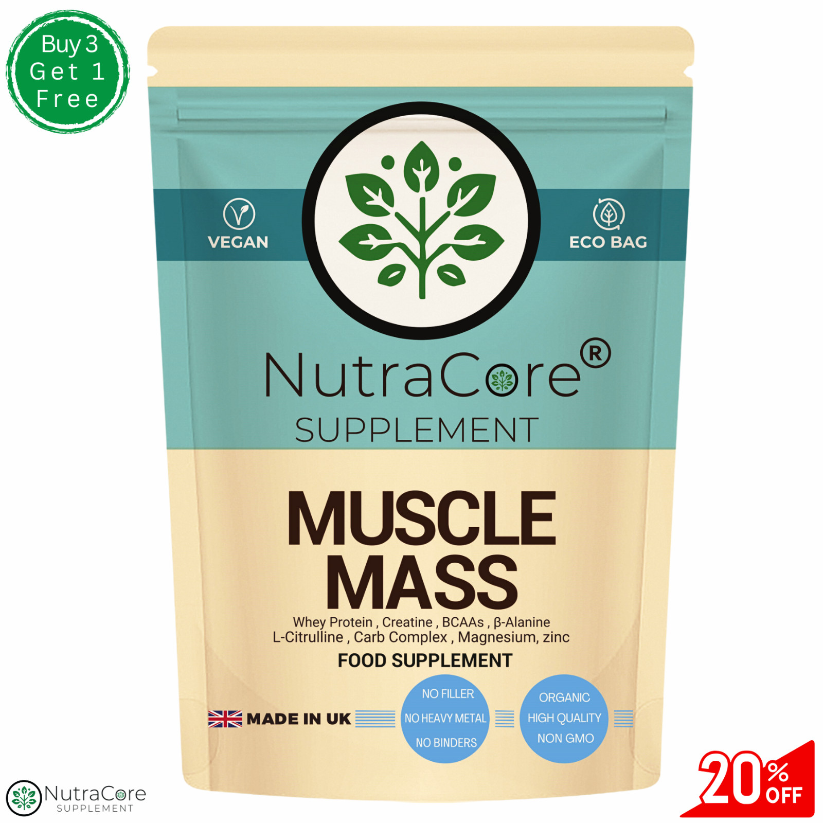 Muscle Gain Booster 770mg Capsules High Strength 100% Natural & Strong-90Caps