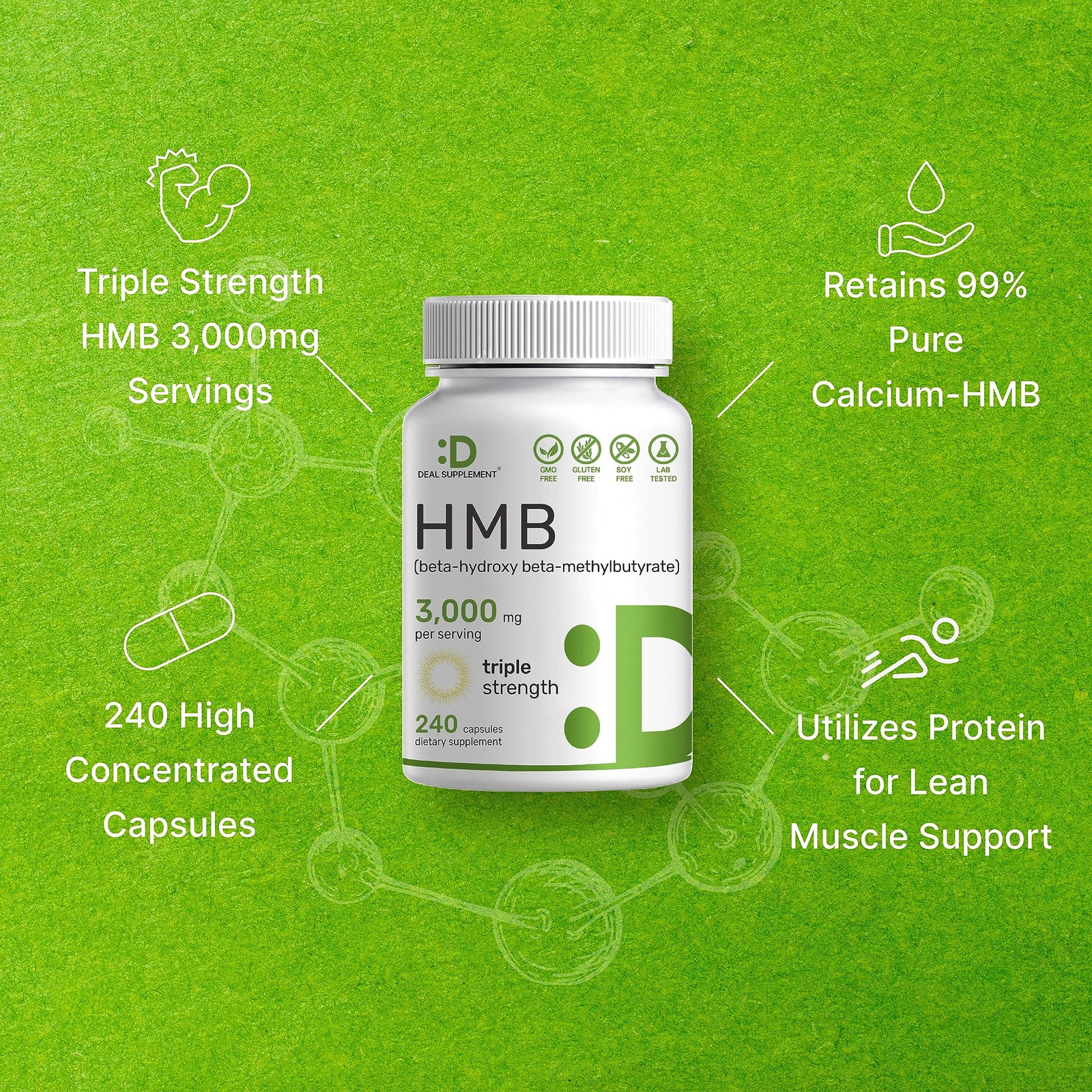 Ultra Strength HMB Supplements 3,000mg Per Serving, 240 240 Count (Pack of 1)