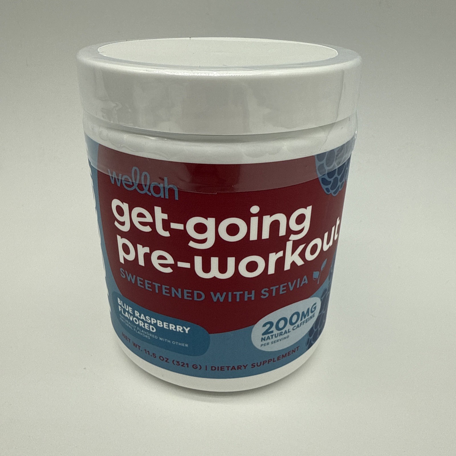 Wellah Get-Going Pre-Workout Drink Mix Blue Raspberry Natural Caffeine Exp 10/28