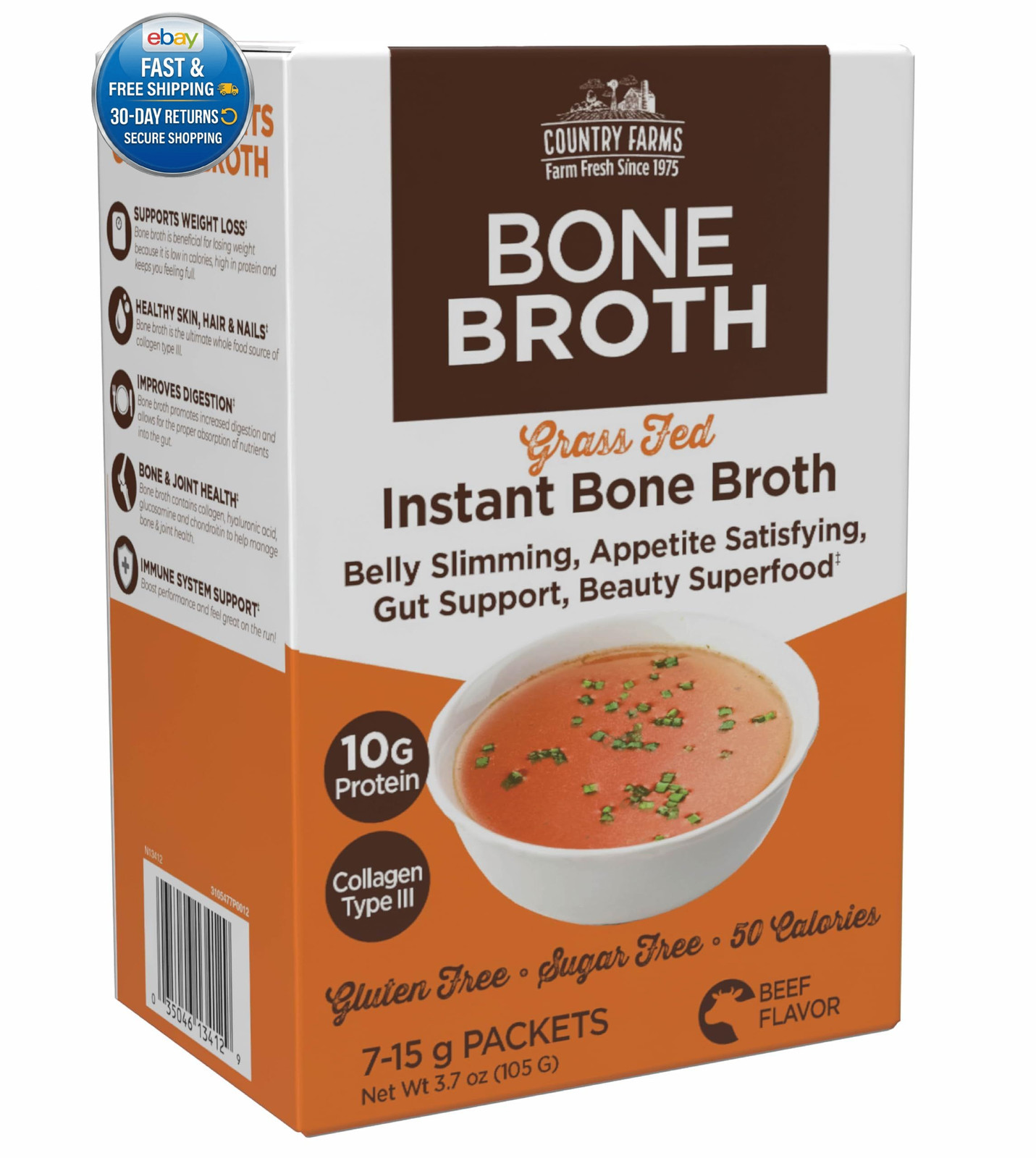 Skinny Broth, Instant Beef Bone 10G 7 Count (Pack of 1)
