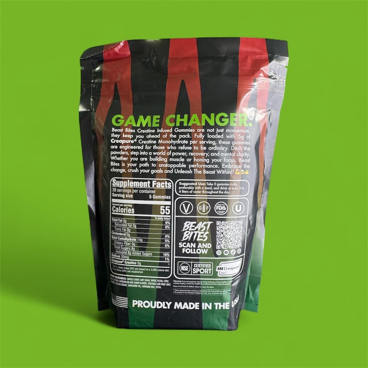 Beast Bites Creatine Gummies Sour Watermelon Splash 150ct