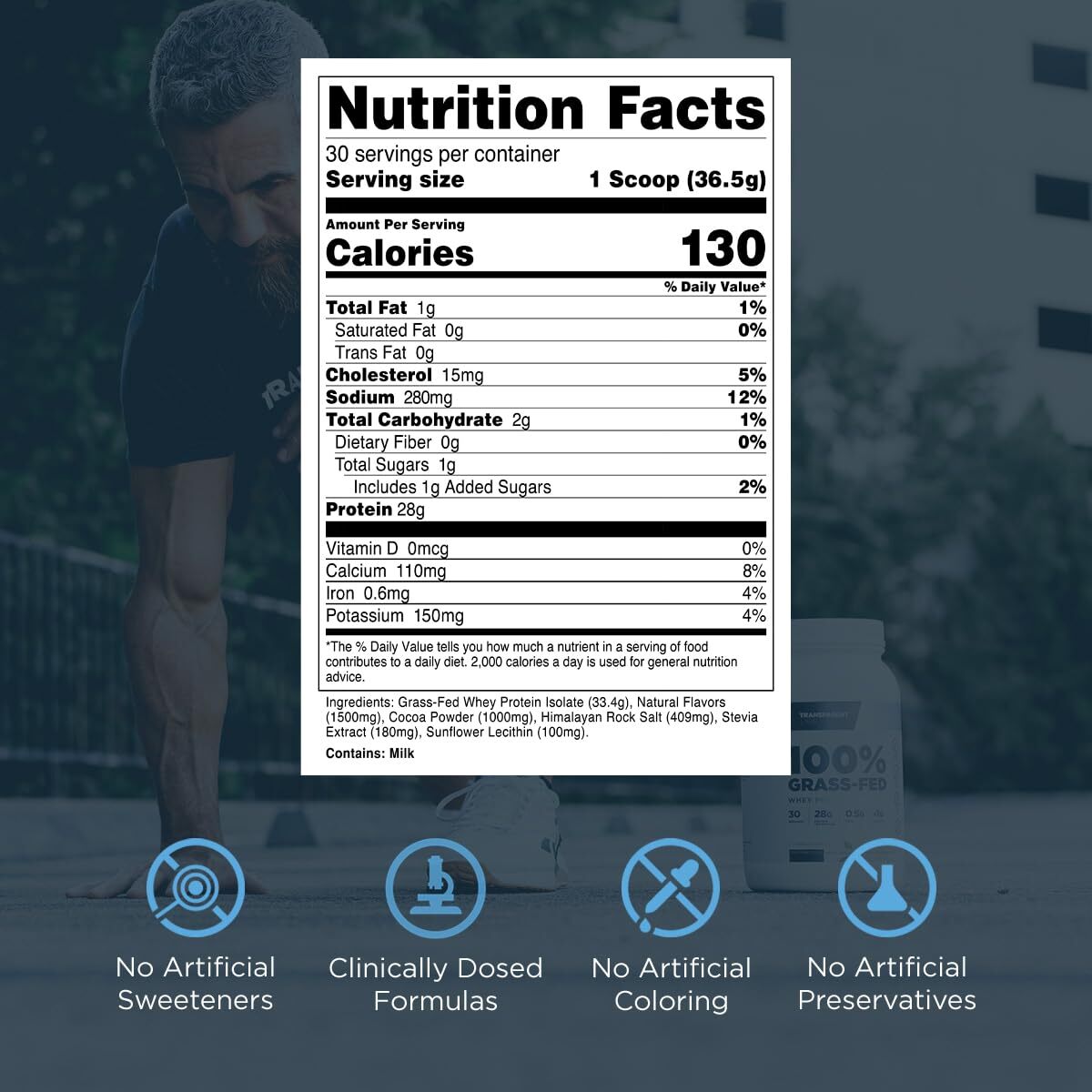 Transparent Labs 100 Grass Fed Whey Protein Isolate 30 Servings Natural Flavor