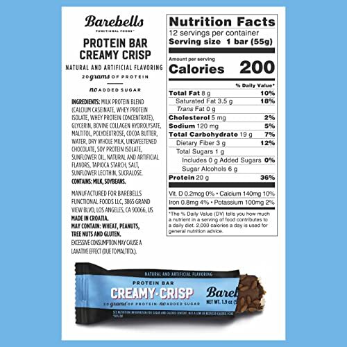Barebells Protein Bars Creamy Crisp – 12 Count, 1.9oz Bars – Protein Snacks w…