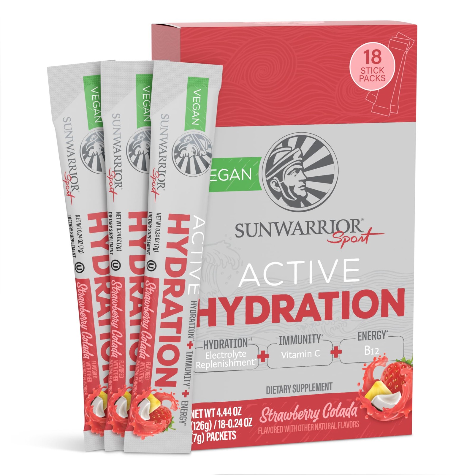 pack of 3 Sunwarrior Hydration Powder Electrolyte Packets Powder | Strawberry