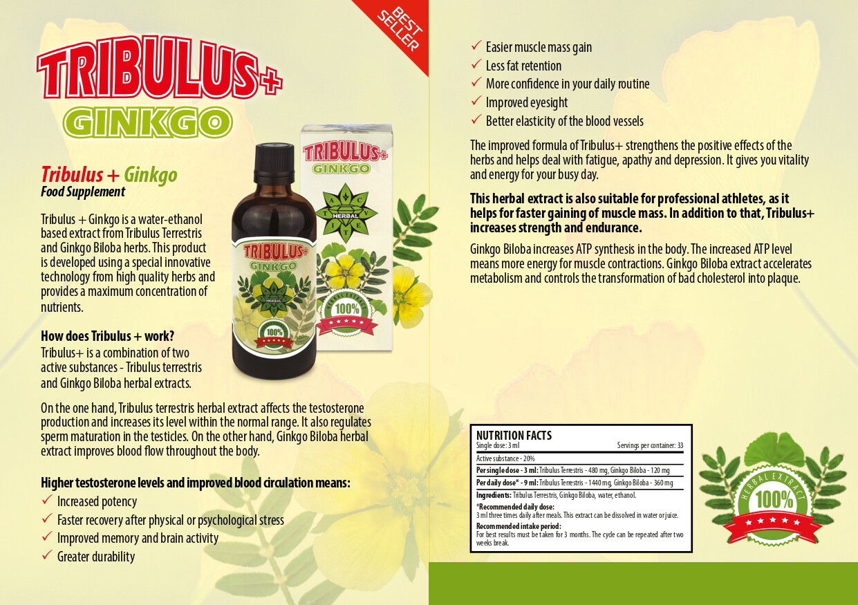 Tribulus terrestris and Ginkgo Biloba Testosterone booster Muscle Weight gainer