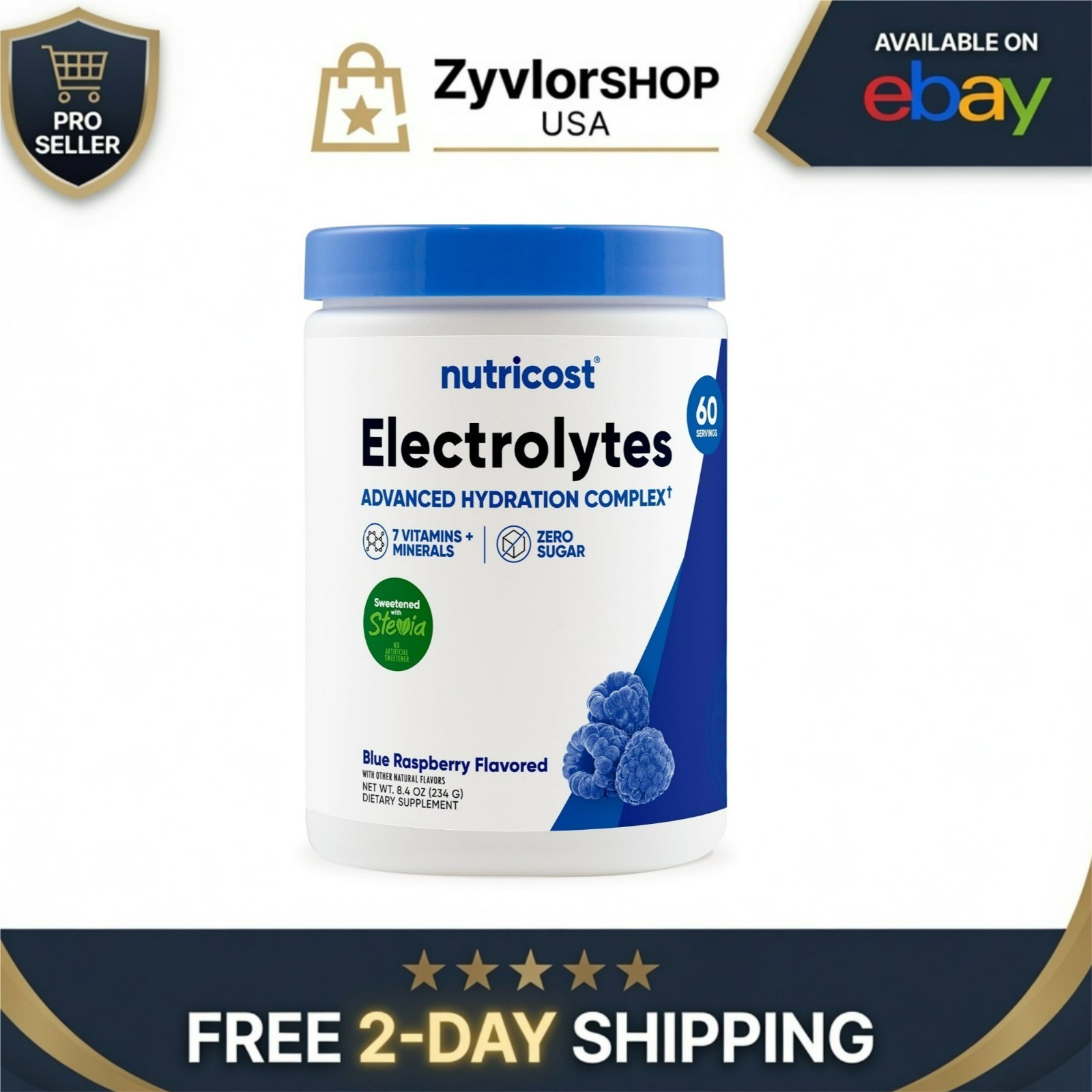 Nutricost Electrolyte Complex Powder, 60 Servings, Blue Raspberry